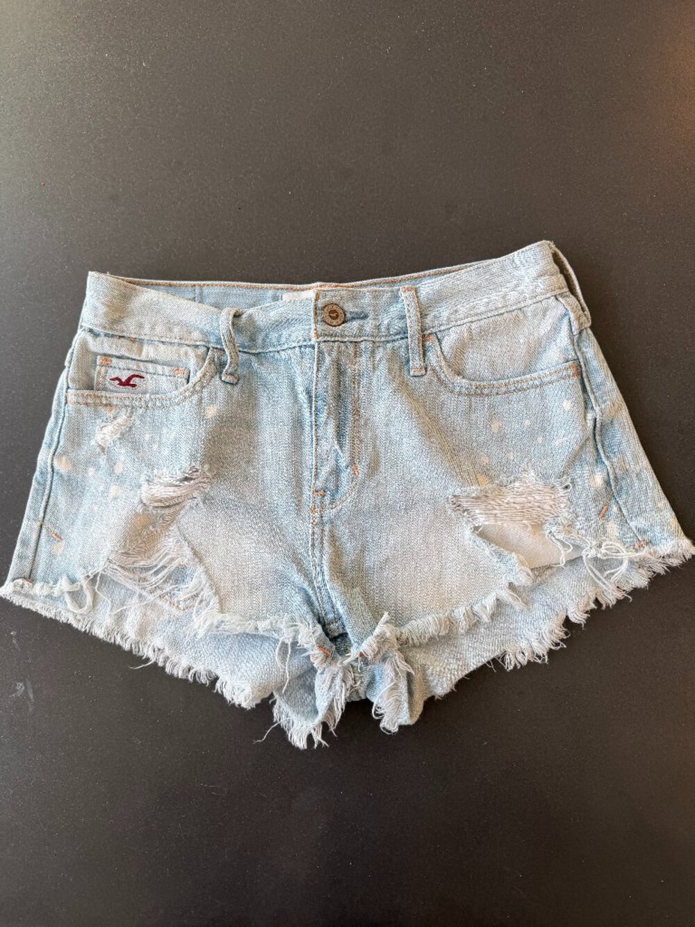 Hollister Denim Destroyed Shorts - Size3/Waist 26 - Light Wash